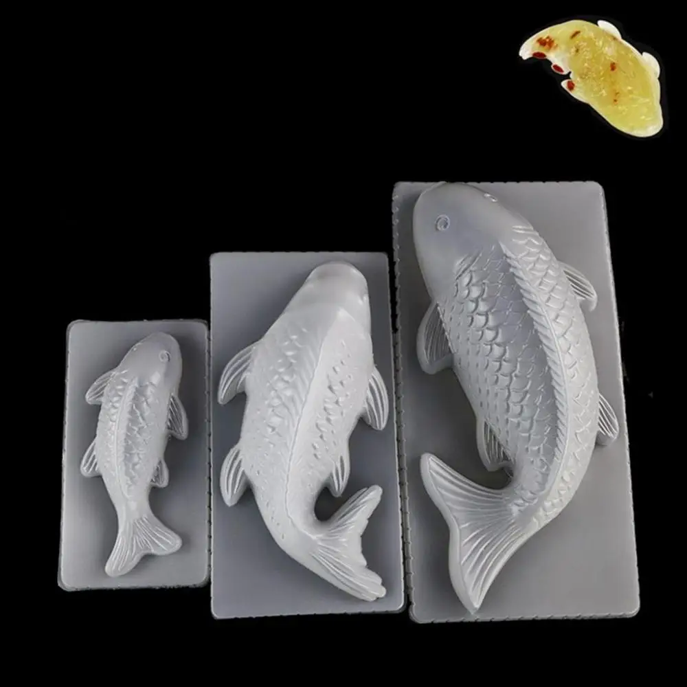 3D White PP Material Easy Demold Sugarcraft Carp Shape Pudding DIY Baking Tool Fish Mold Jelly Mould