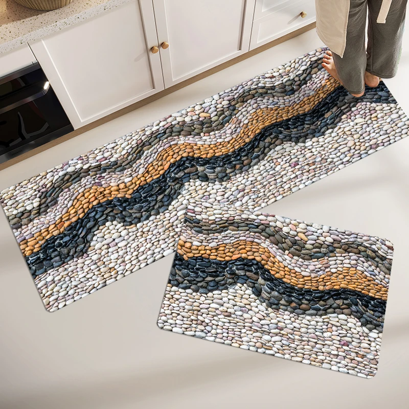 3D Color Cobblestone Stone Area Rug Carpet Rug for Living Room BedRoom Decoration Kitchen Doormat Bathroom Anti-slip Floor Mat