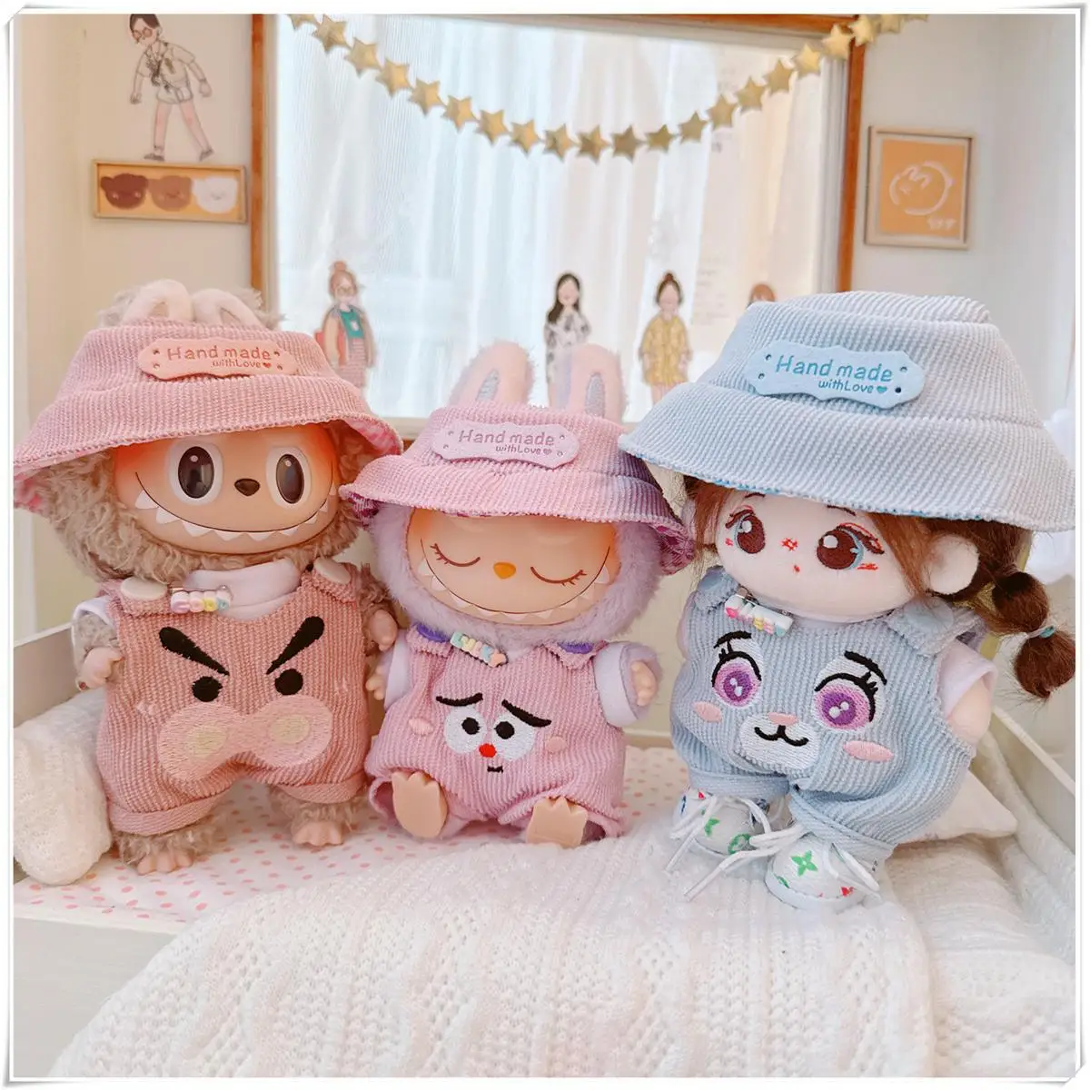 

Kawaii Idol Doll 10cm Cute Soft Toy with 3pcs Set Cartoon Piggy Bear Clothes DIY Changing Game for Girls Kids Gifts