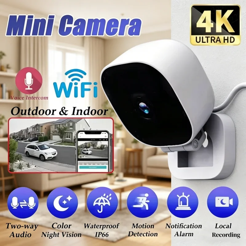 4K Mini Security Camera Ip65 Waterproof Full Color Night Vis