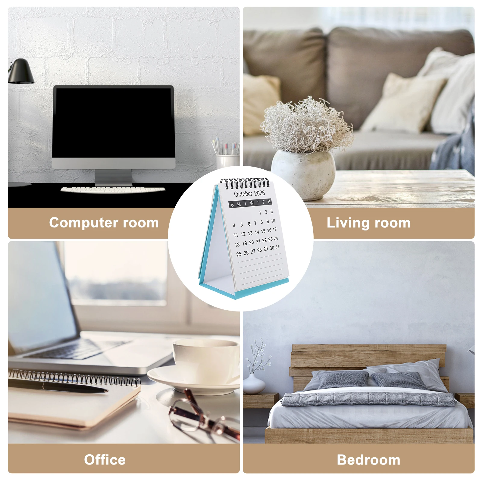 2026 Desk Calendar Compact Mini Standing Flip Monthly Planner For Home Office School Smooth Writing Surface Desktop