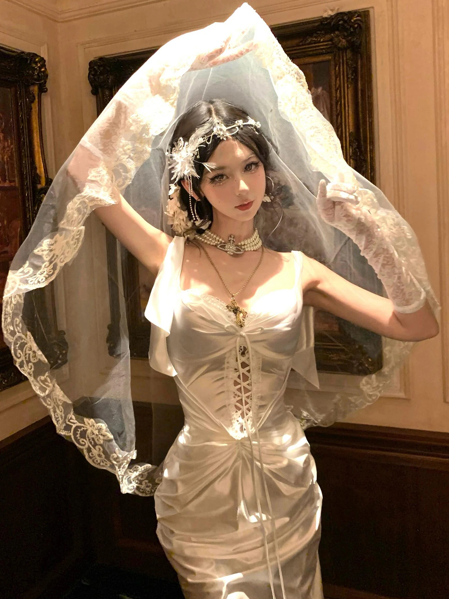 

XZY Heavyweight Fishbone Dress Women's Halloween Party Wear Slimming High Waist Ball Gown Polyester Fiber Strapless V-neck
