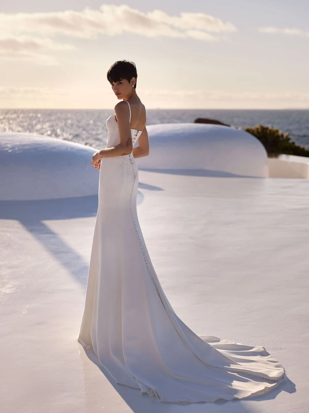 Vintage applicaties dunne bandjes trouwjurk elegante zeemeermin op maat gemaakte korset bruid dragen bestemming charmante lange bruidsjurk