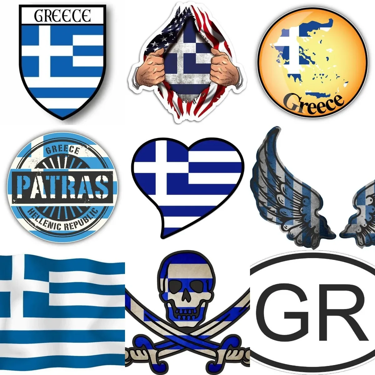 

GR Athens Greece Flag Emblem Creative Waterproof PVC Sticker for Wall Room Truck Window Car Bumper Off-road Van Helmet Decal