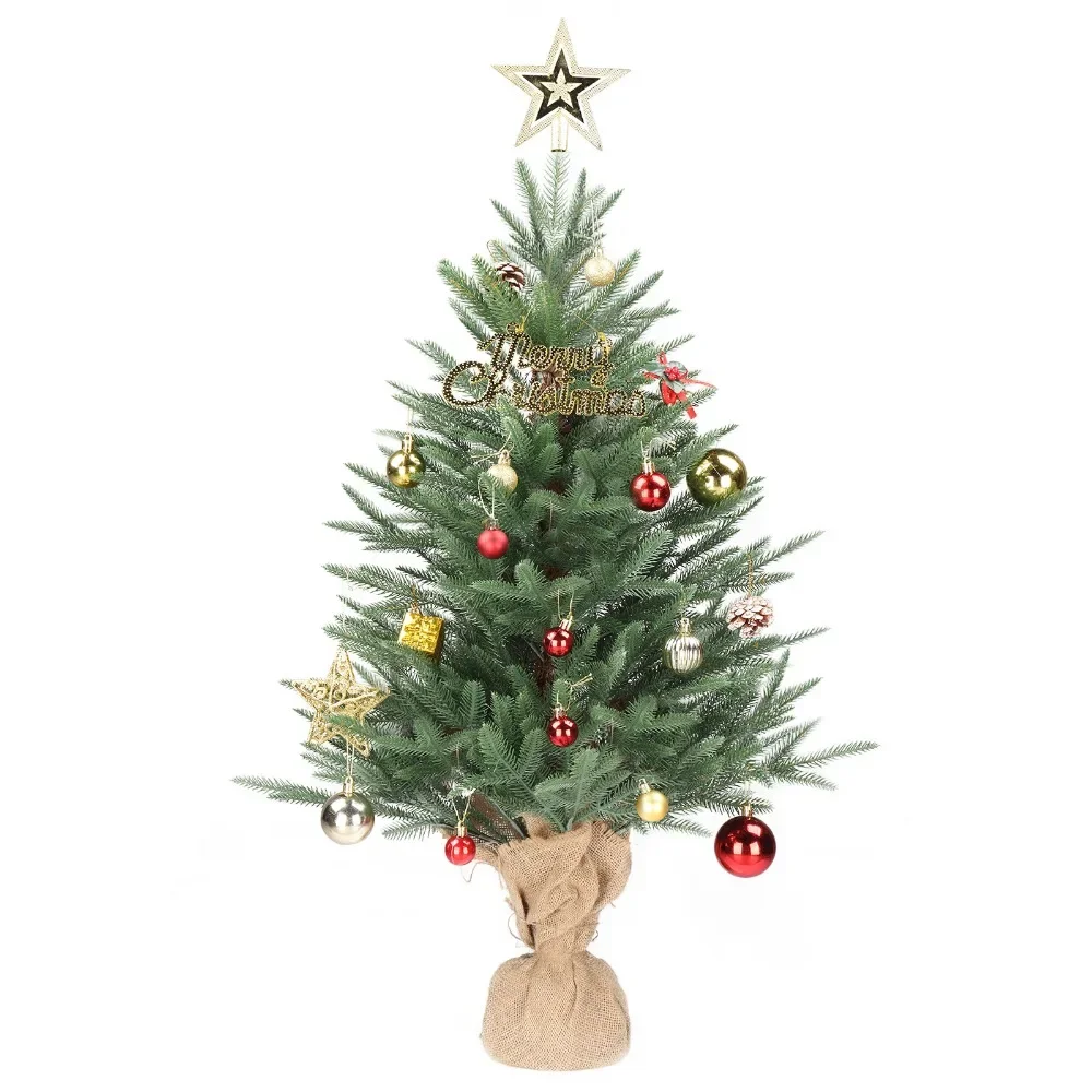 Mini Christmas Tree 3ft Green 100 Branches Cotton and Linen Base PE Material Christmas Tree