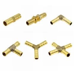 Tee Y 3 4 Way Brass Hose Connector Splicer Barb Pipe Fitting 4 6 8 10 12 19mm 25mm Tail Pneumatic Air Water Hose Coupler Adapter