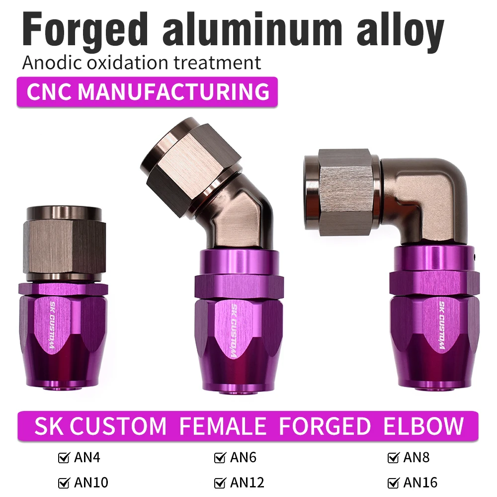 Universal Oil Pipe Female Forged Hose End Fitting Wire Braided Oil Tube Adapter Oil Radiator Fitting Aluminum Alloy AN6 AN8 AN10