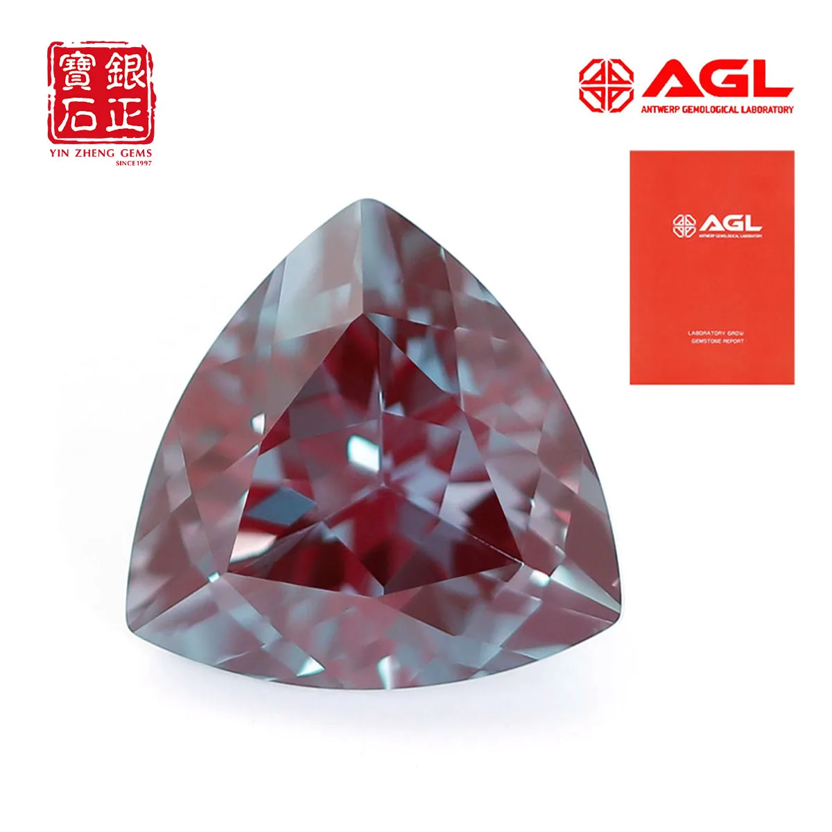 Red Bottom Trillion Cut Lab Grown Alexandrite Grown by Czochralski AGL Certificate Available High Quality Lab Cemstone Loose