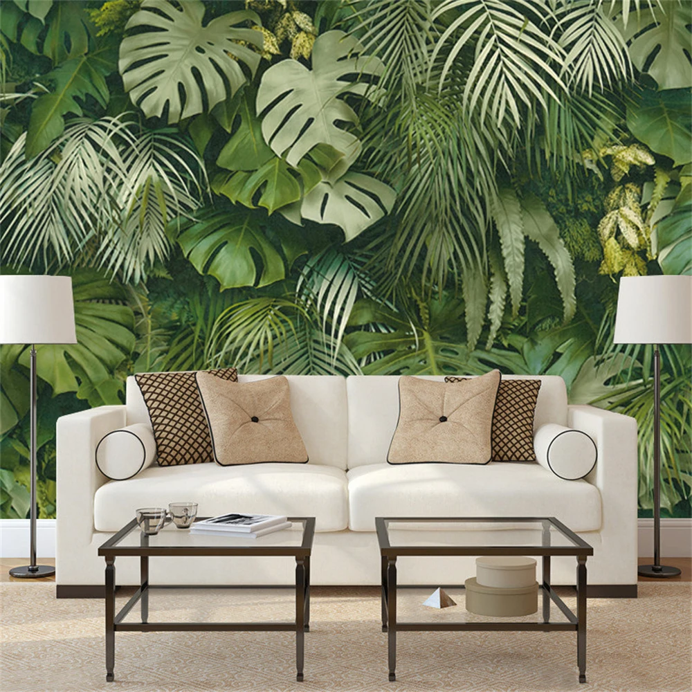 Custom Southeast Asian tropical 3D rainforest wallpaper Nordic leaf mural home decoration plant wall paper bedroom TV background