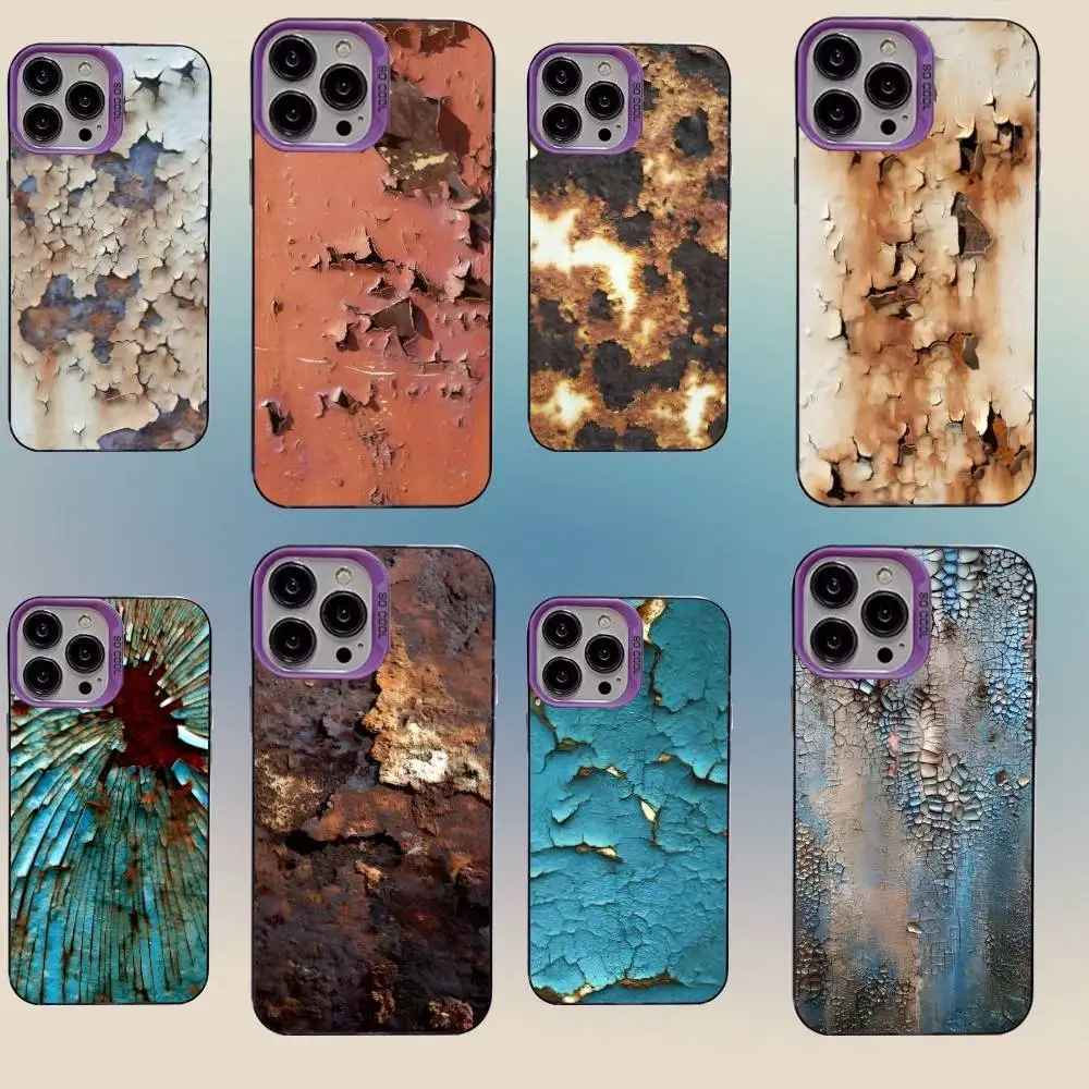 

Retro Industrial Style Rusty Phone Case For iPhone 16,15,14,13,12,11,Mini,Pro,SE,MAX,plus,Purple Matte Silicone Cover