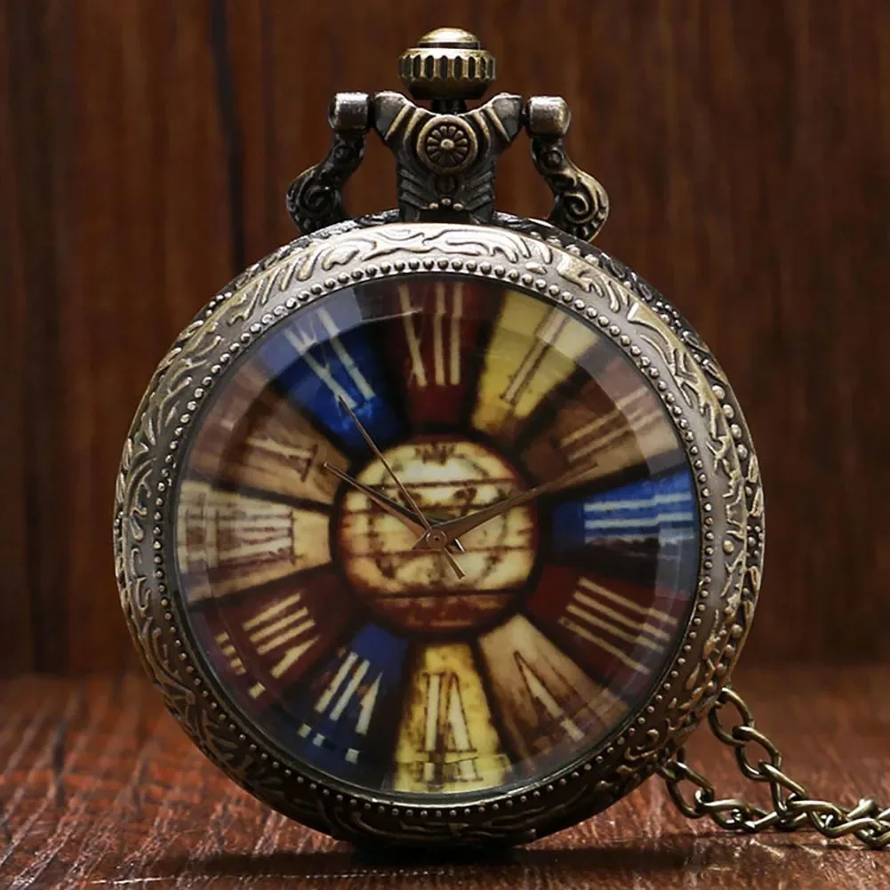 10 шт./лот, винтажные желтовато-коричневые стеклянные римские цифры, ожерелье, кварцевые карманные часы, подарки для женщин и мужчин, ожерелье, ювелирные изделия, часы