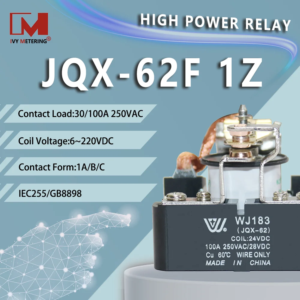 JQX-62 spdt 24 vdc relay 12VDC High Power relay 30A 100A Electronmagnetic Relay with UL certification WJ183