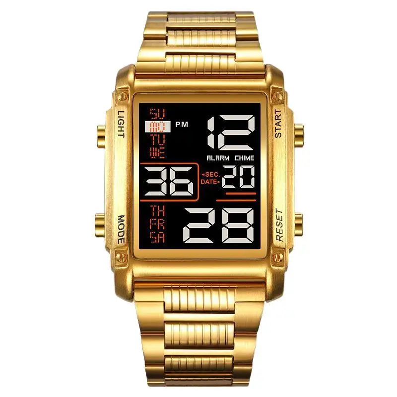 SkmeiElectronic Watch ساعة رجالية مربعة متعددة الوظائف مضيئة مقاوم للماء ساعة إلكترونية ساعة رياضية