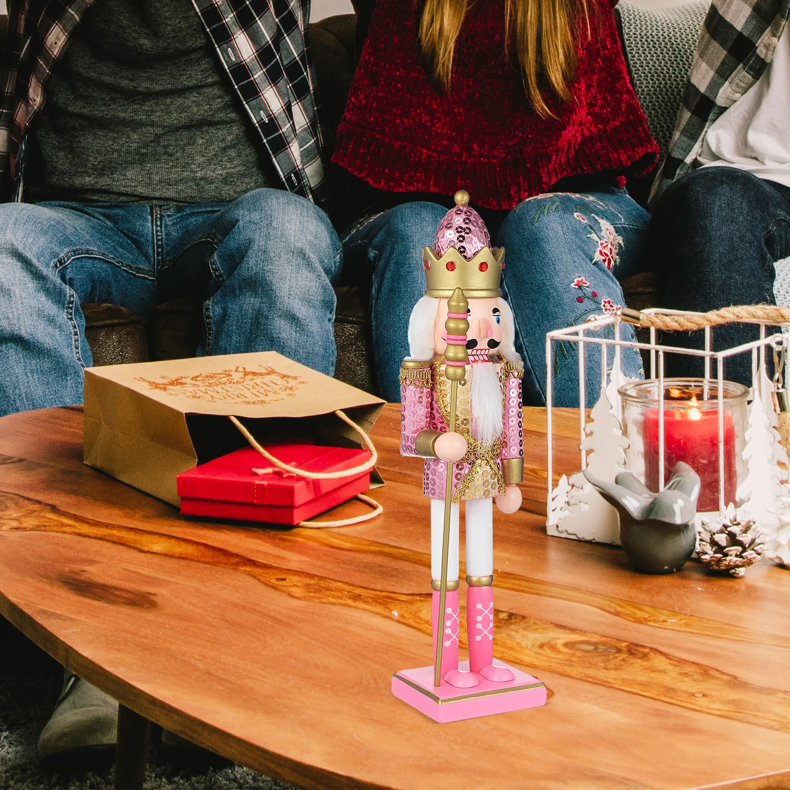 

Wooden Nutcracker Xmas Decor Christmas Nutcracker Craft Traditional Soldier Statue Holiday Home Decoration Tabletop Ornament