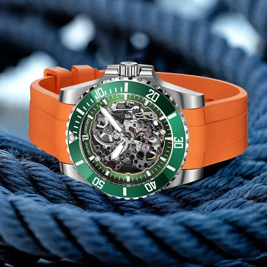 OBLVLO Мужские автоматические часы 40 мм Роскошные механические наручные часы с вырезом циферблатом 20ATM Водонепроницаемые сапфировые светящиеся керамические безели