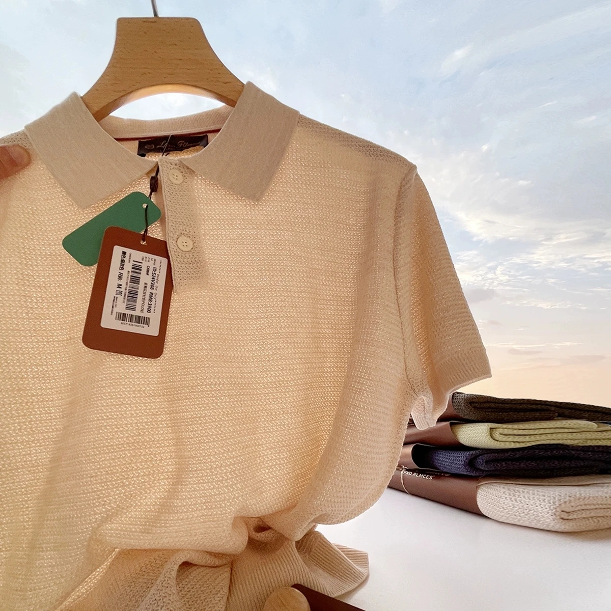 

High-End Italian Vintage Linen Blend Knitted Men's Ne ort Sve T-irt Top Breathable Comfortable Summer Faion