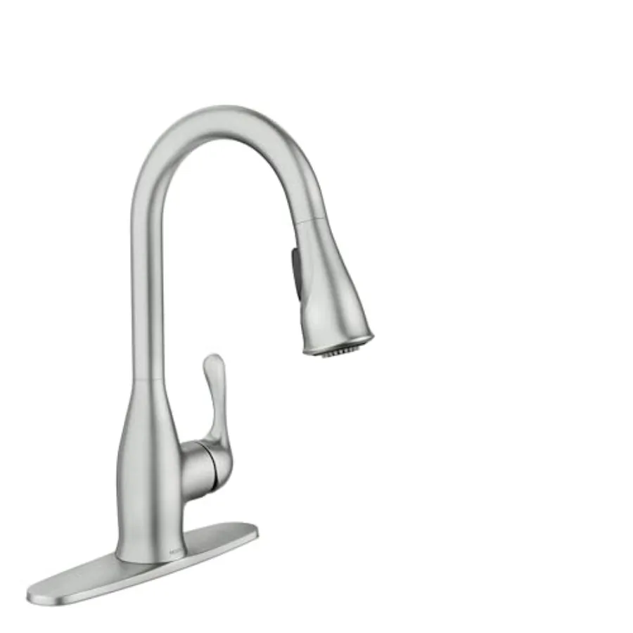 

Transitional Kitchen Faucet with Stainless Steel Finish PullDown Spray Reflex and Power Clean Technology Spot Resist Coating Mo