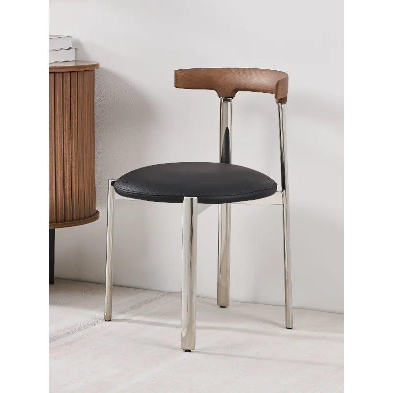 كرسي طعام بسيط من الفولاذ المقاوم للصدأ، طاولة طعام وكراسي منزلية فاخرة من الخشب الصلب #3