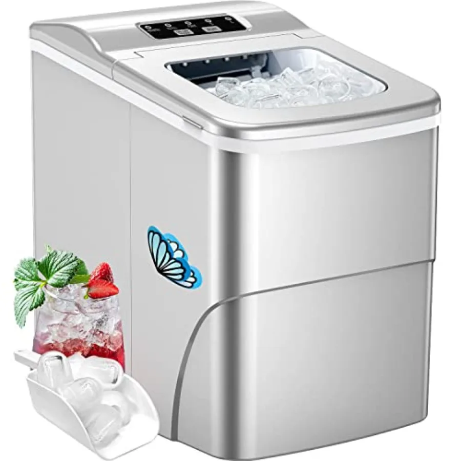 

Portable Ice Maker Machine for Countertop 26 lbs Ice in 24 hrs Silver Bullet-Shaped Ice with Ice Scoop and Basket