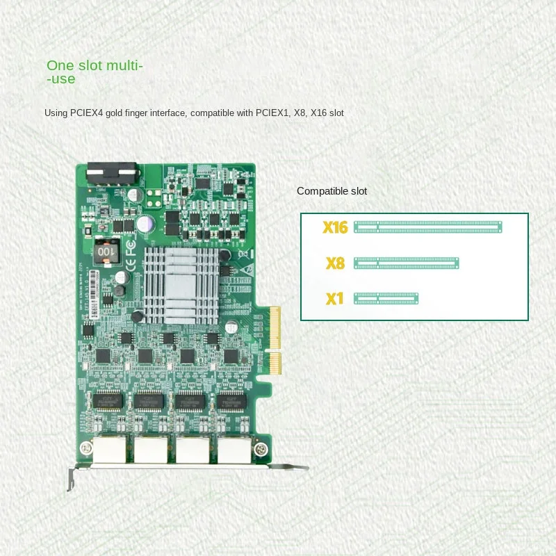 Eip EFT-145 Industrial 4-Port Gigabit Ethernet Network Card PCI Express for Machine Vision And Network Monitoring ODM OEM