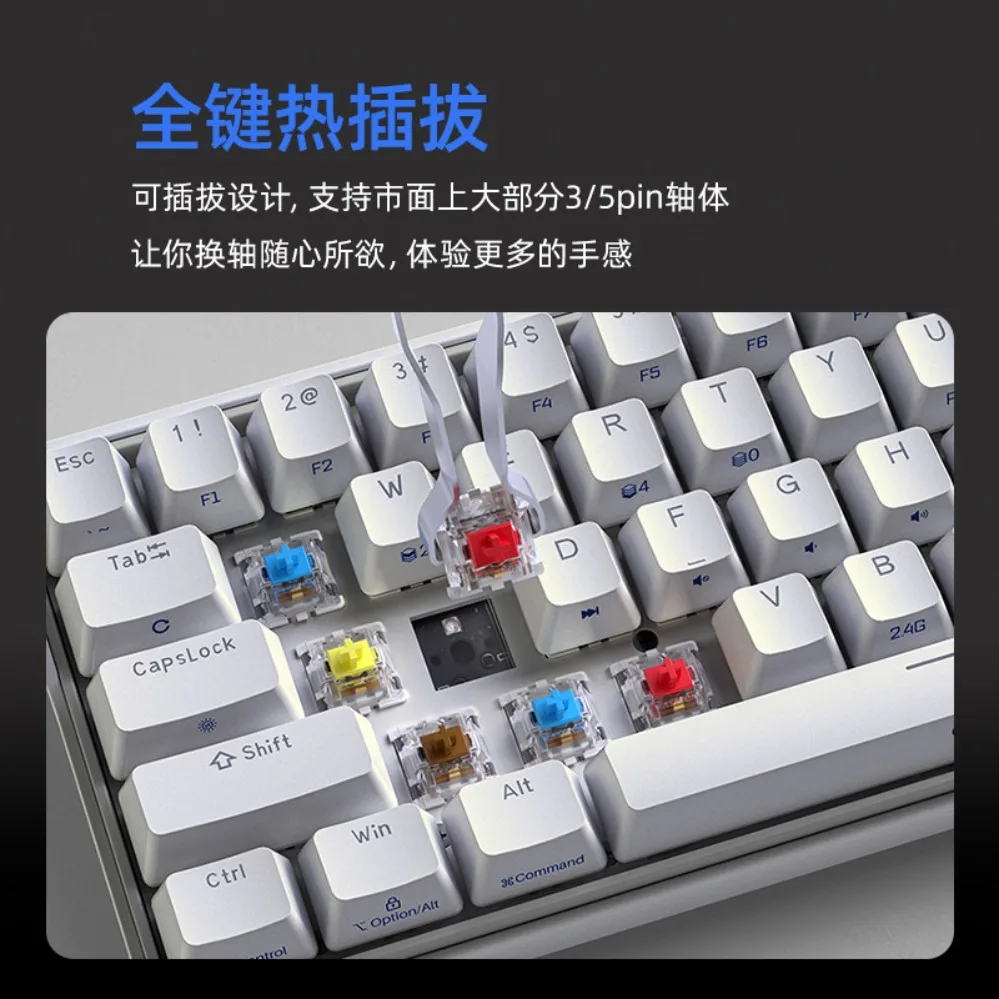 For KEMOVE K61 Tri-Mode Hot Swappable RGB Custom Mechanical Keyboard With Driver Multi System Gaming Office (002)