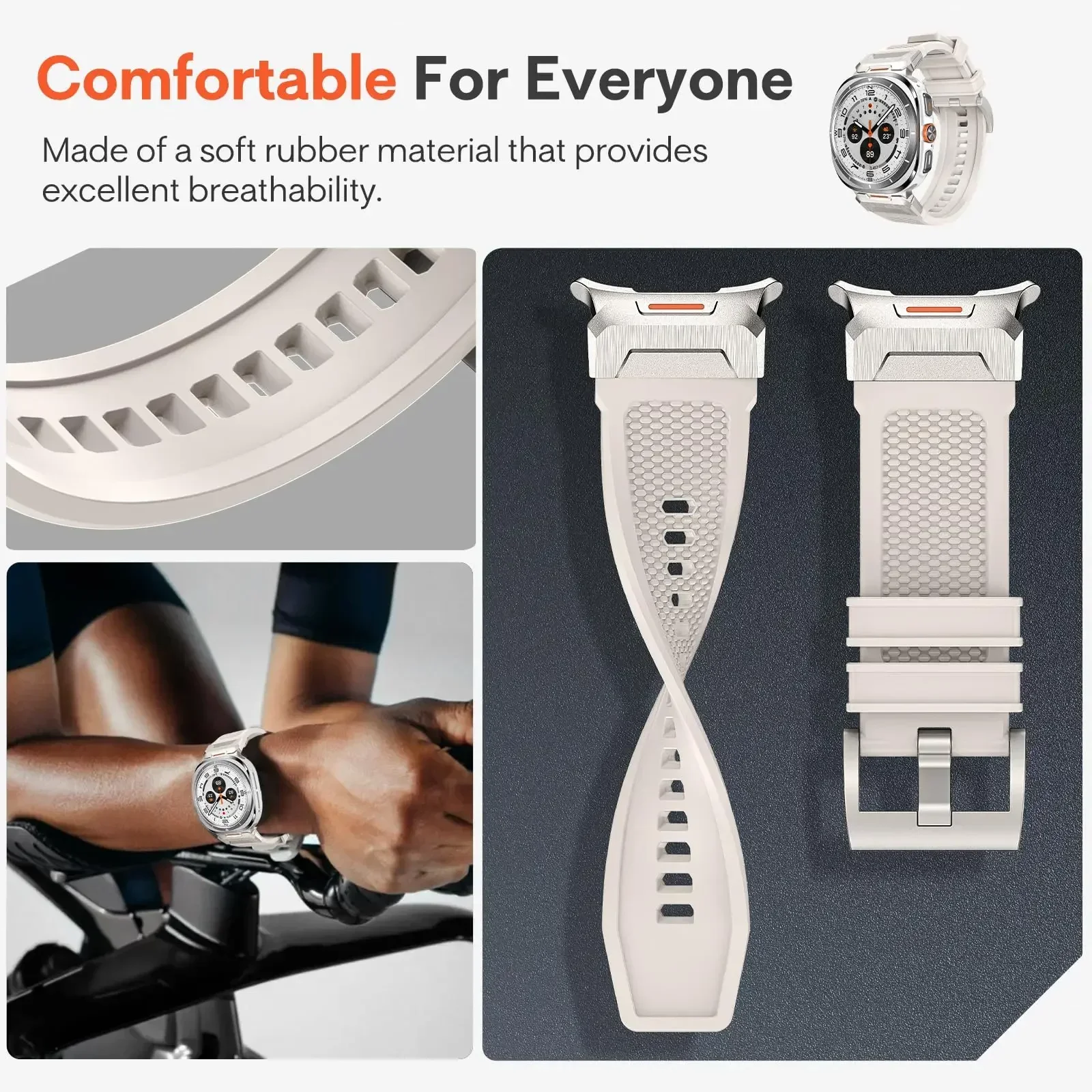 삼성 갤럭시 시계 울트라 47mm 고무 루프 스트랩에 대한 간격 없음 소프트 실리콘 밴드 갤럭시 울트라 47MM 스포츠 팔찌 Correa