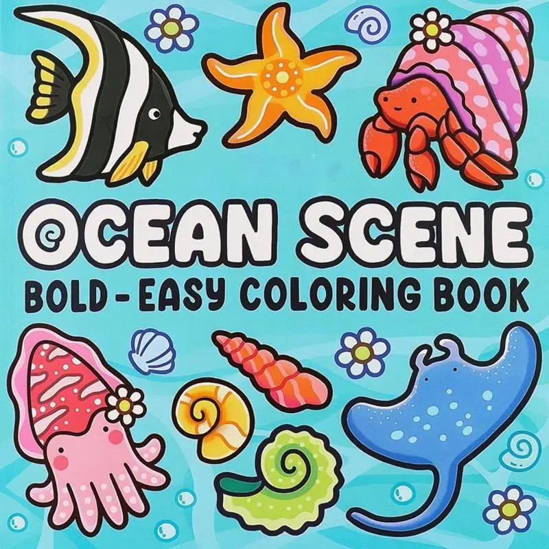 Ocean Scenes Bold Easy Patterns Adult Coloring Book Cute Drawing Pages Ideal Gift for Birthday Party