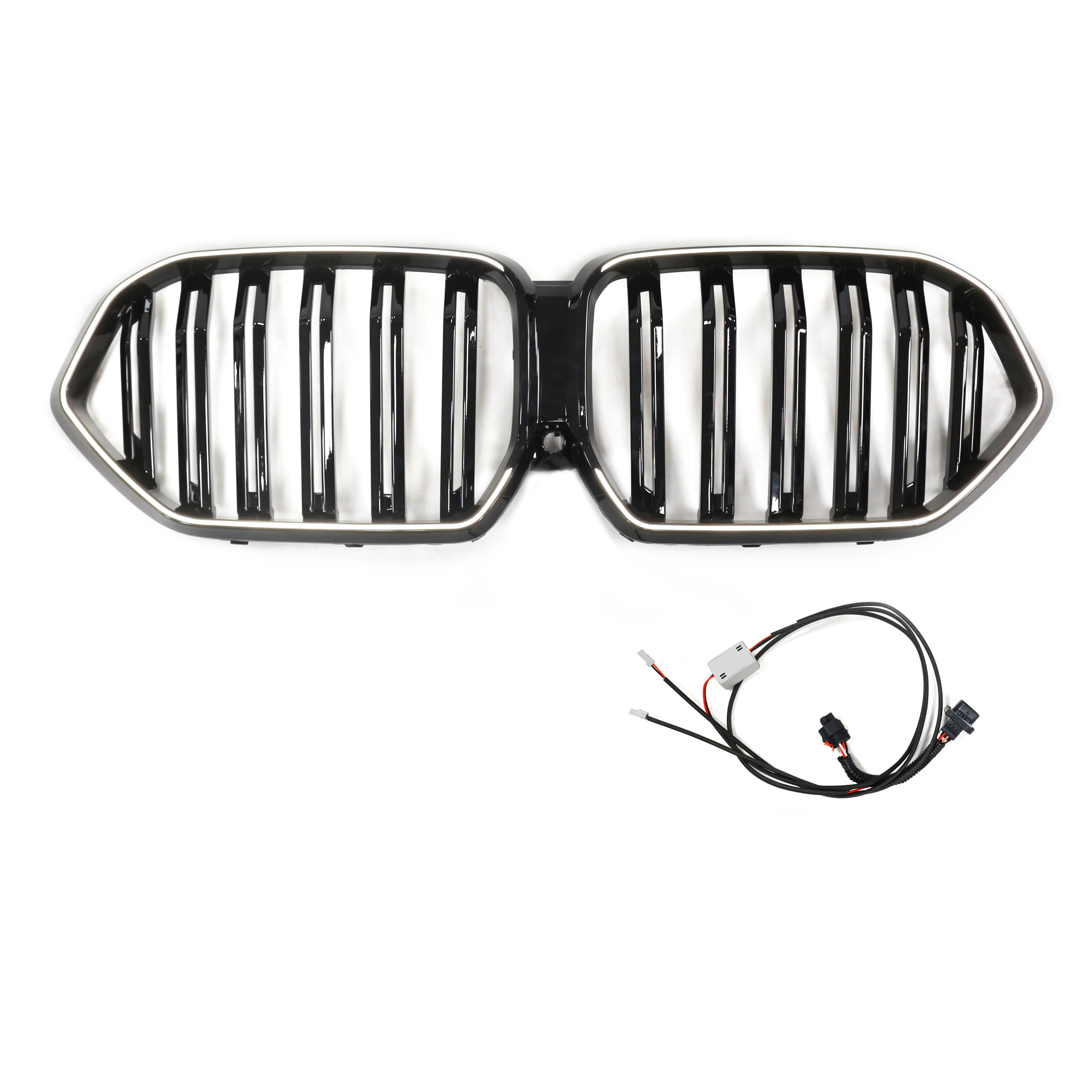 

Front Hood Kidney Grill LED Car Accessories Double Line Front Bumper Grille Racing Grills for BMW X6 G06 2019-2023