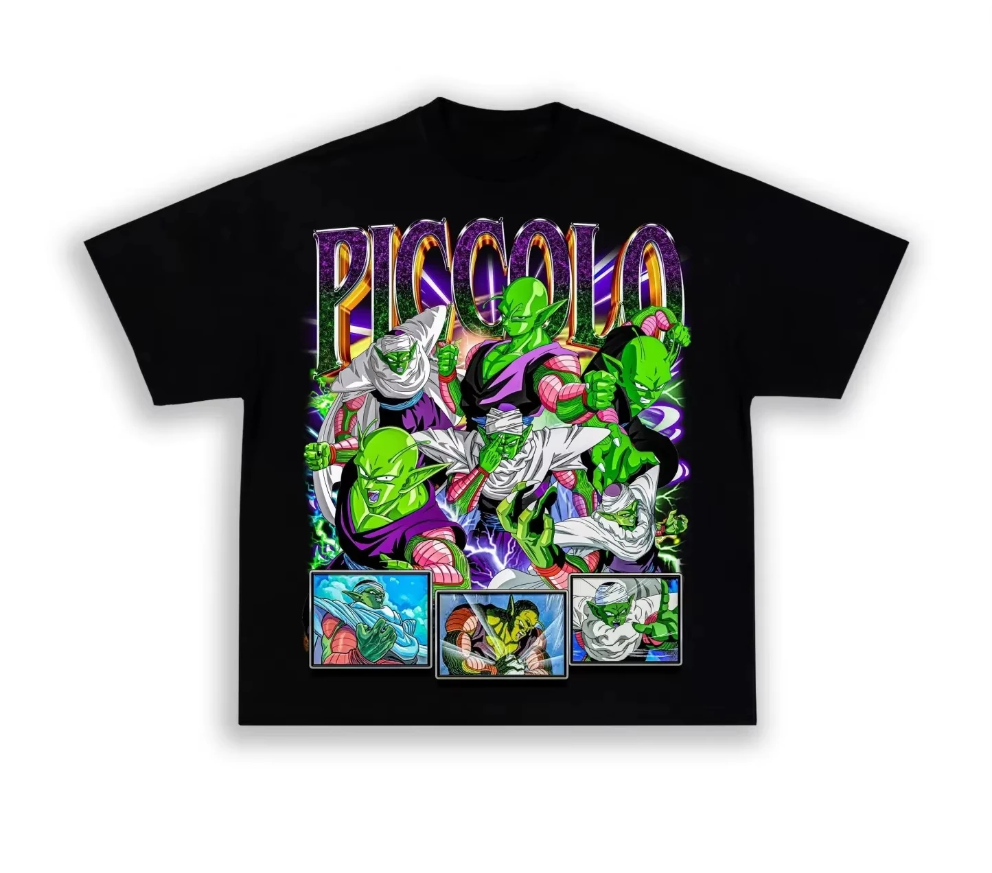 Piccolo Print Mann Baumwolle T-Shirt Harajuku Vintage Japanische Anime Dragon Ball Kurzarm Übergroßen Y2K Sport Casual FitnessTop