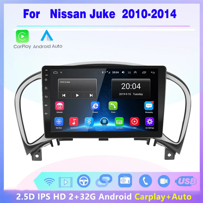 

2 din android Car radio stereo Multimedia Player wireless Carplay Auto GPS WIFI For Nissan Juke YF15 2010-2014