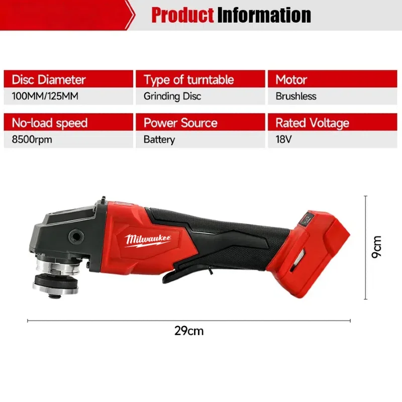 ميلووكي فرش زاوية طاحونة 125 مللي متر قطع تلميع ماكينة الطحن متغيرة السرعة أدوات كهربائية لبطارية ميلووكي 18 فولت