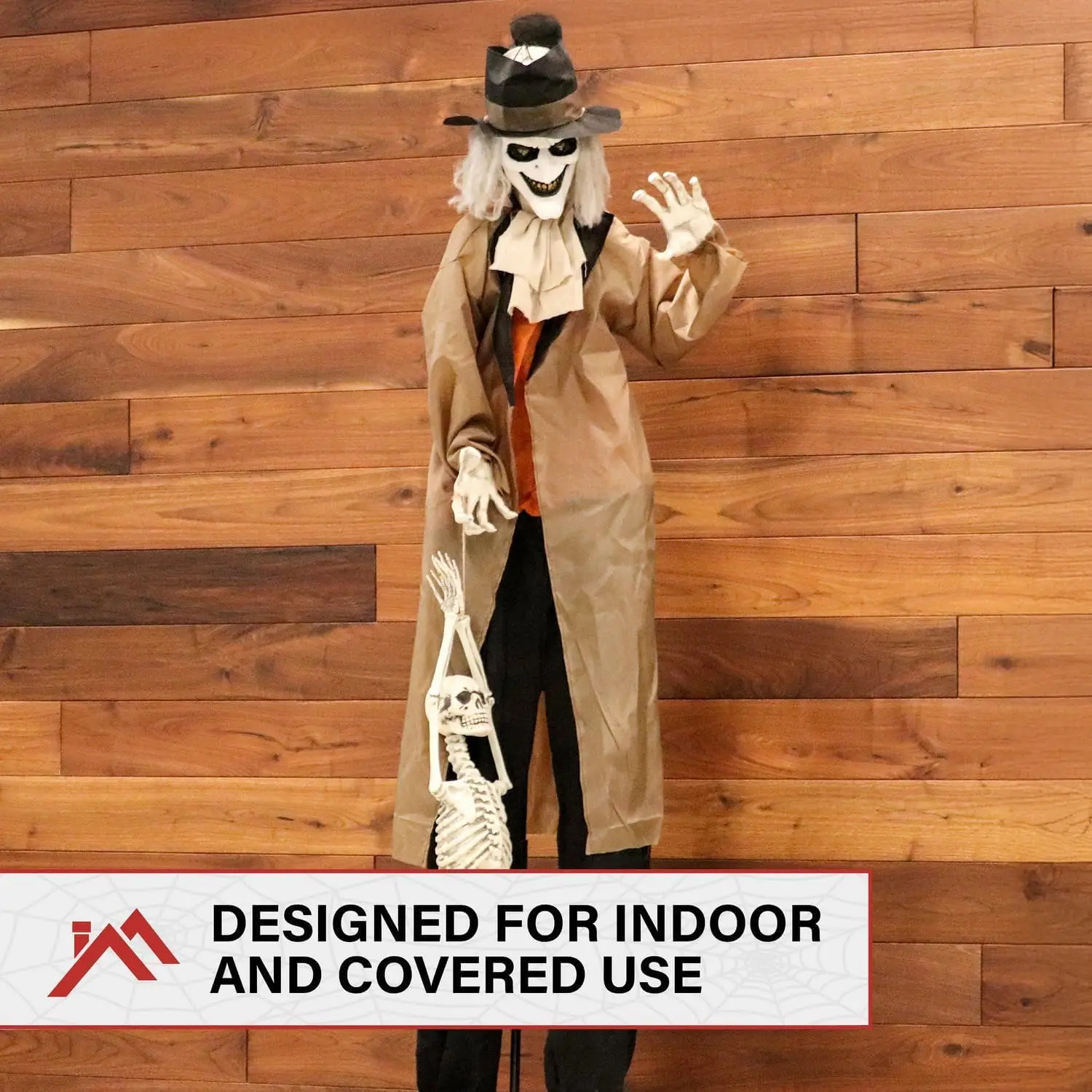 Battery Operated Life Size Gravekeeper Animatronic Sound Effects Red LED Eyes Indoor Outdoor Halloween Decoration