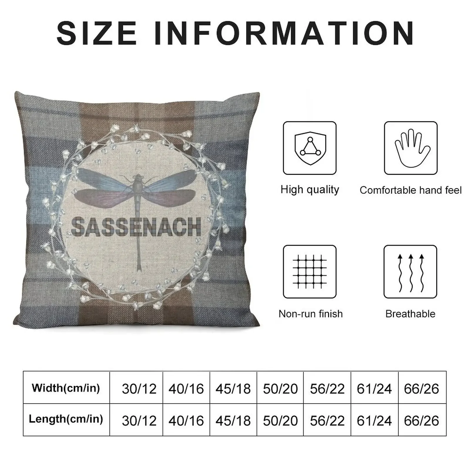 Outlander - Fraser Tartan Kilt - Sassenach Dragonfly and Thistle Throw Pillow Couch Cushions Bed pillowcases pillow