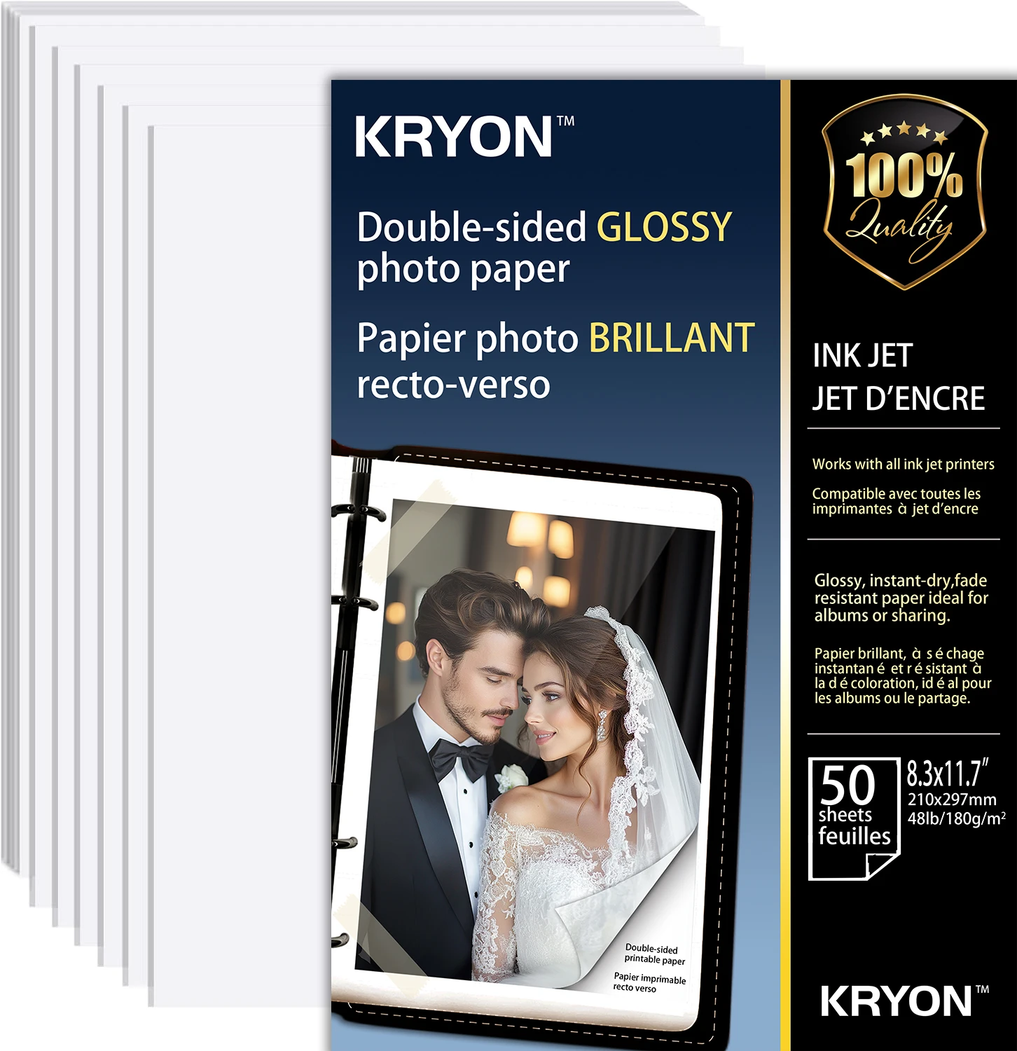 Double Sided Glossy Paper A4 50 Sheets, Multiple GSM Options, Professional Photo Paper for Inkjet Printers