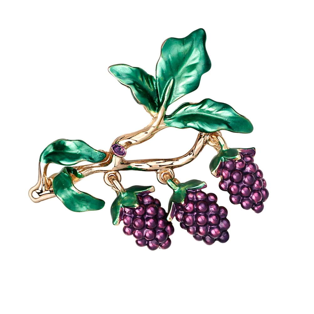 

Grape Rhinestone Brooch Pins Women Breastpin Purple Alloy Fruit Brooch Decorative Jewelry For Bag Dress Shawl Everyday Wear