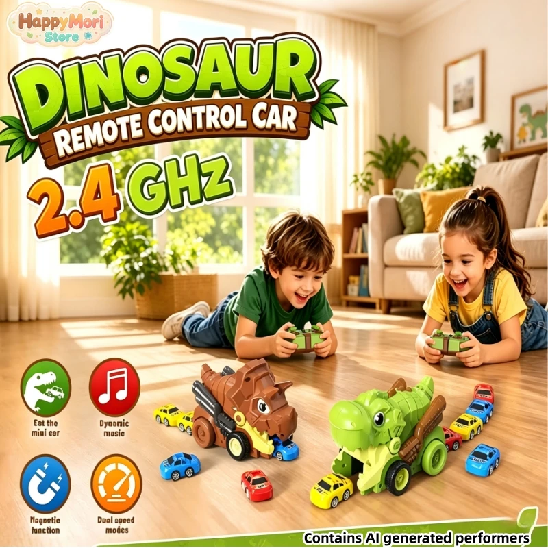 Remote Control Greedy Snake Electric Dinosaur Magnetic Swallowing Car Two Player Interactive Puzzle Battle Birthday Gift For Kid