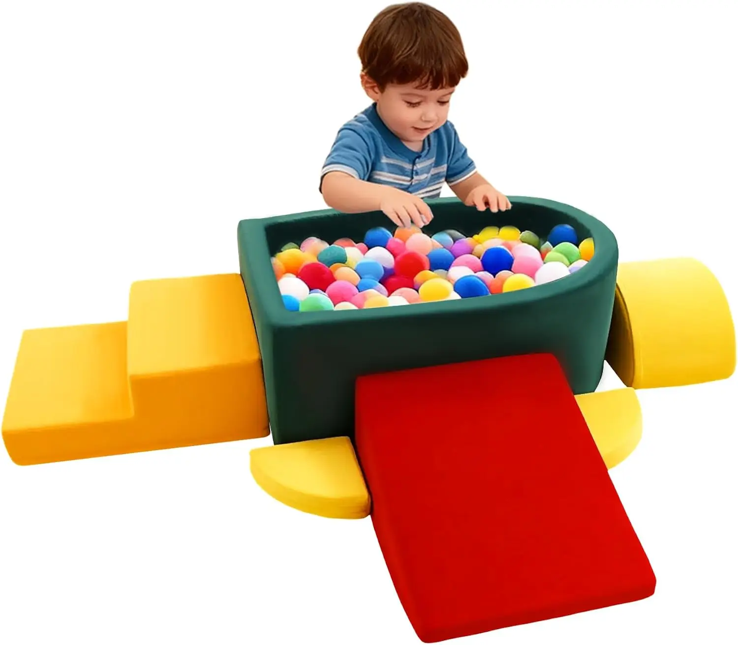 Toddler Foam Climbing Blocks with Ball Pit, Soft Indoor Climbing Play Toys for Baby