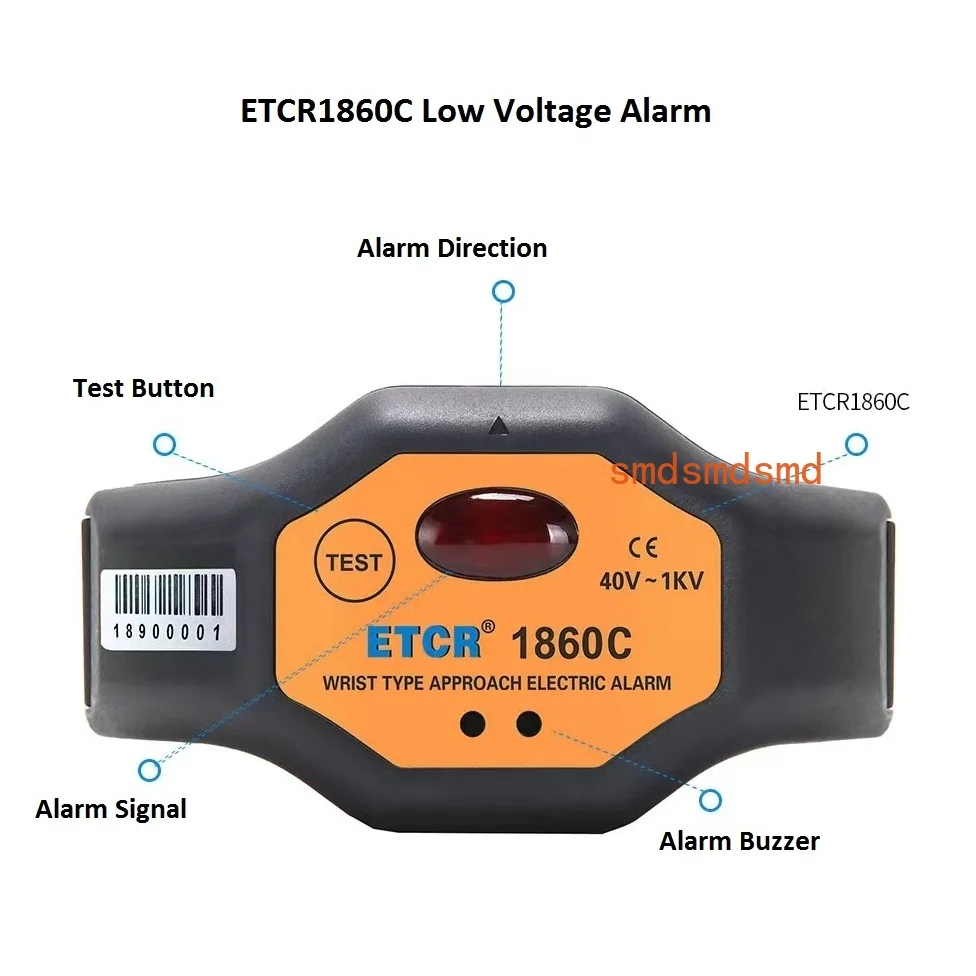 1860C Wrist Type Low Voltage Alarm AC 40V-1KV SCM Non-contact Induction Technology Ensure IP54 Close Electric Device