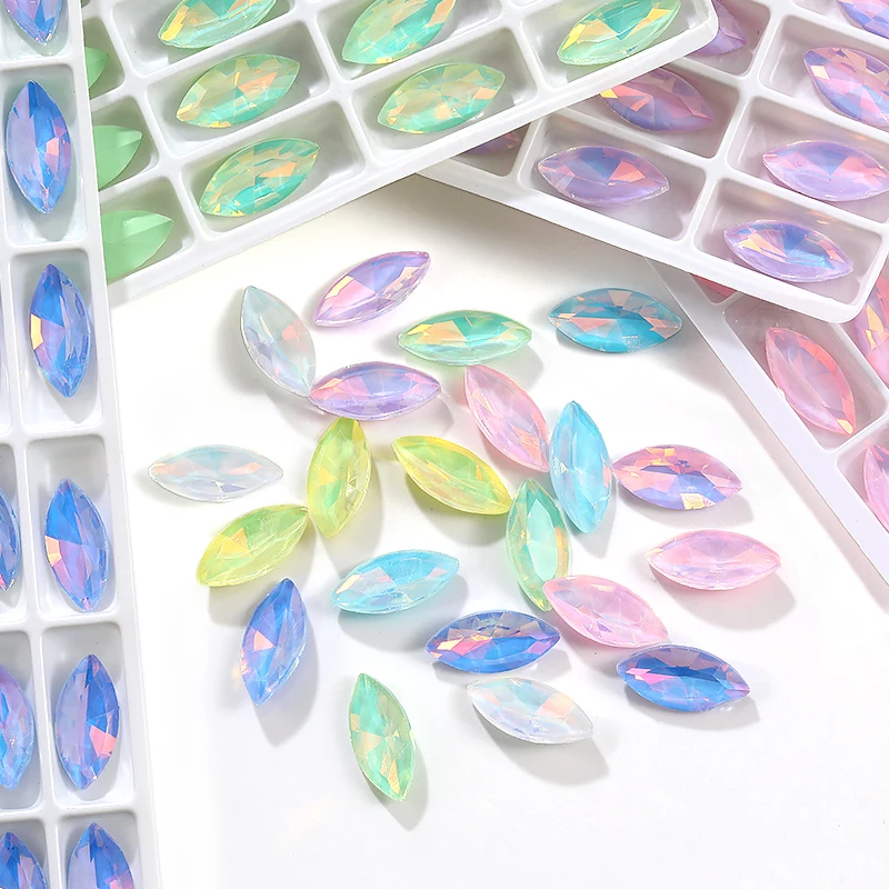 5x10/7x15mm Glitter Rhinestones Glass Crystals DIY Clothes Decoration Crafts Gems Stones Accessories Wholesale Opal Rhinestone