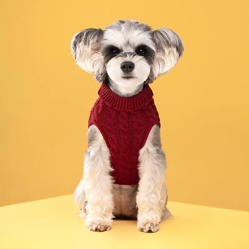 Dog Sweaters Winter Warm Dog Clothes Turtleneck Knitted Pet Clothing Puppy Cat Sweater Vest Chihuahua Yorkie Coat Wholesale