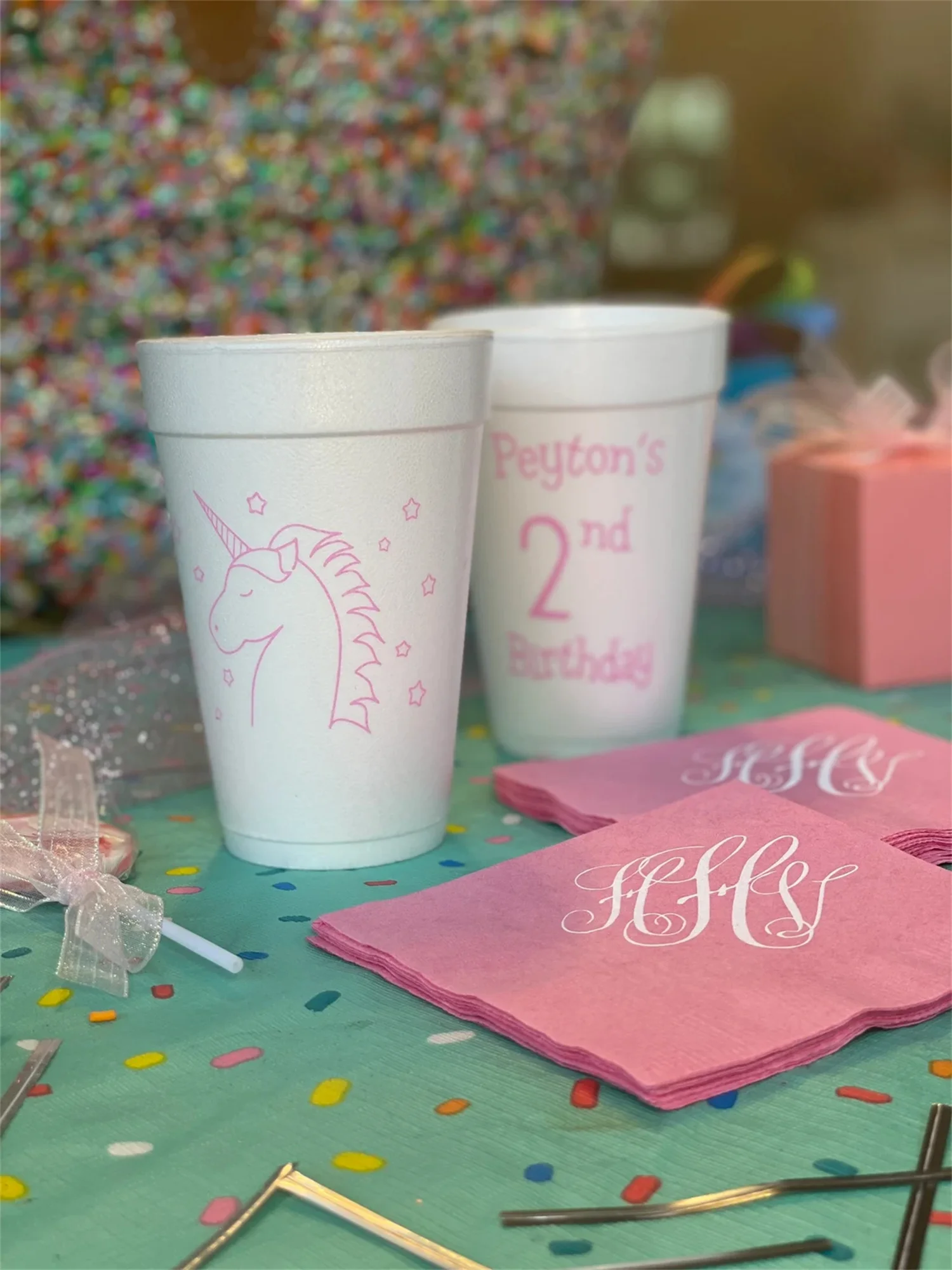 50pcs Monogrammed Pink Paper Cocktail Napkins. Personalized Embossed Beverage Napkin. Baby Girl Shower. First Birthday. Bridal.