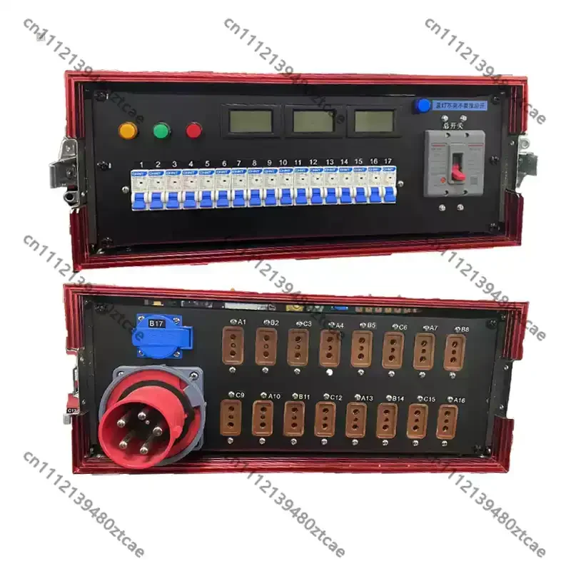 Stage Lighting Audio LED Power Cabinet 63A Input Breakout Distribution Box With 16 Ways 40A / 10A Bakelite Socket Panel
