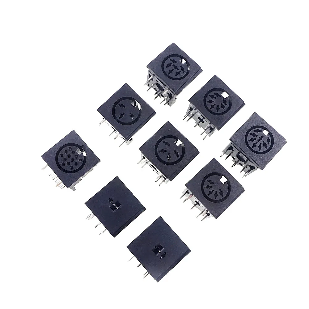 

100 Pcs Din Connector 2 3 4 5 6 7 8 13 Position Receptacle Circular Female Right Angle PCB Solder Sockets Tin Power Contact