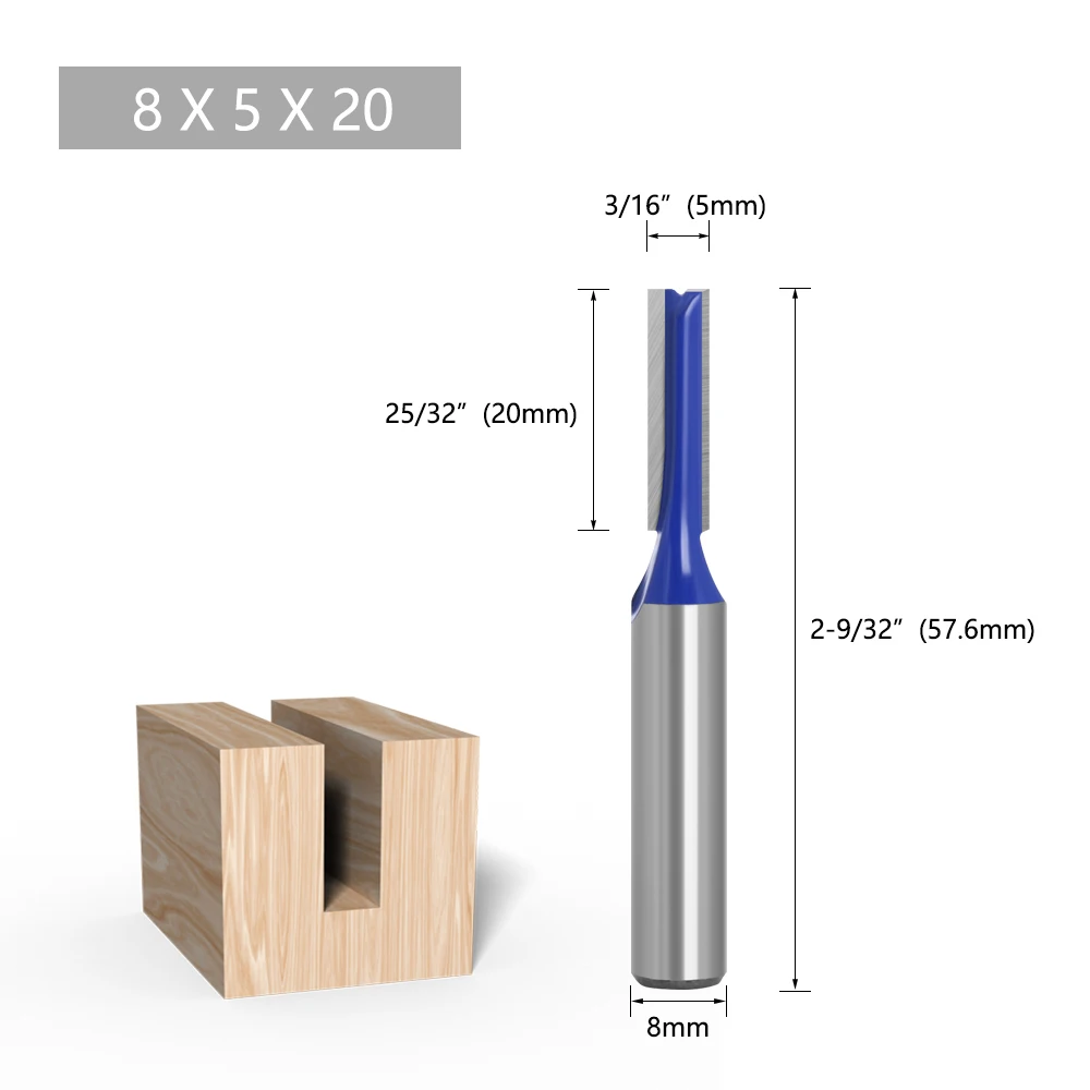 LAVIE Fräser mit 8-mm-Schaft, gerader Doppelfräser für Holz, zum Einstanzen von Nuten, zum Schnitzen und Schneiden, für Holzbearbeitung, DIY- und Handwerksprojekte. – Detail 6