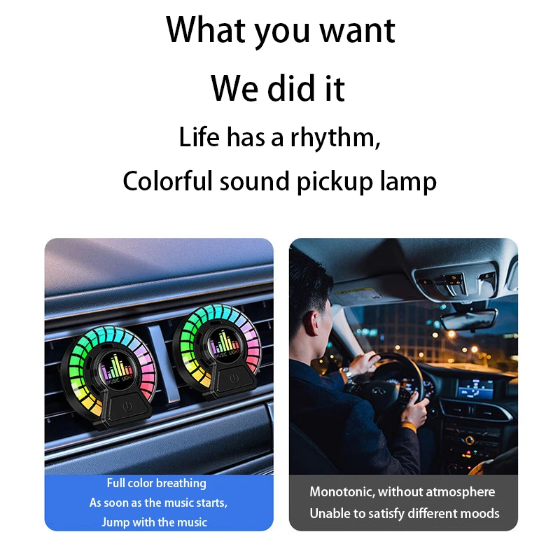 Car Household Use Music Rhythm Atmosphere Lamp LED Light RGB Sound Control Control Colorful DJ Sound Pickup Lamps Accessory