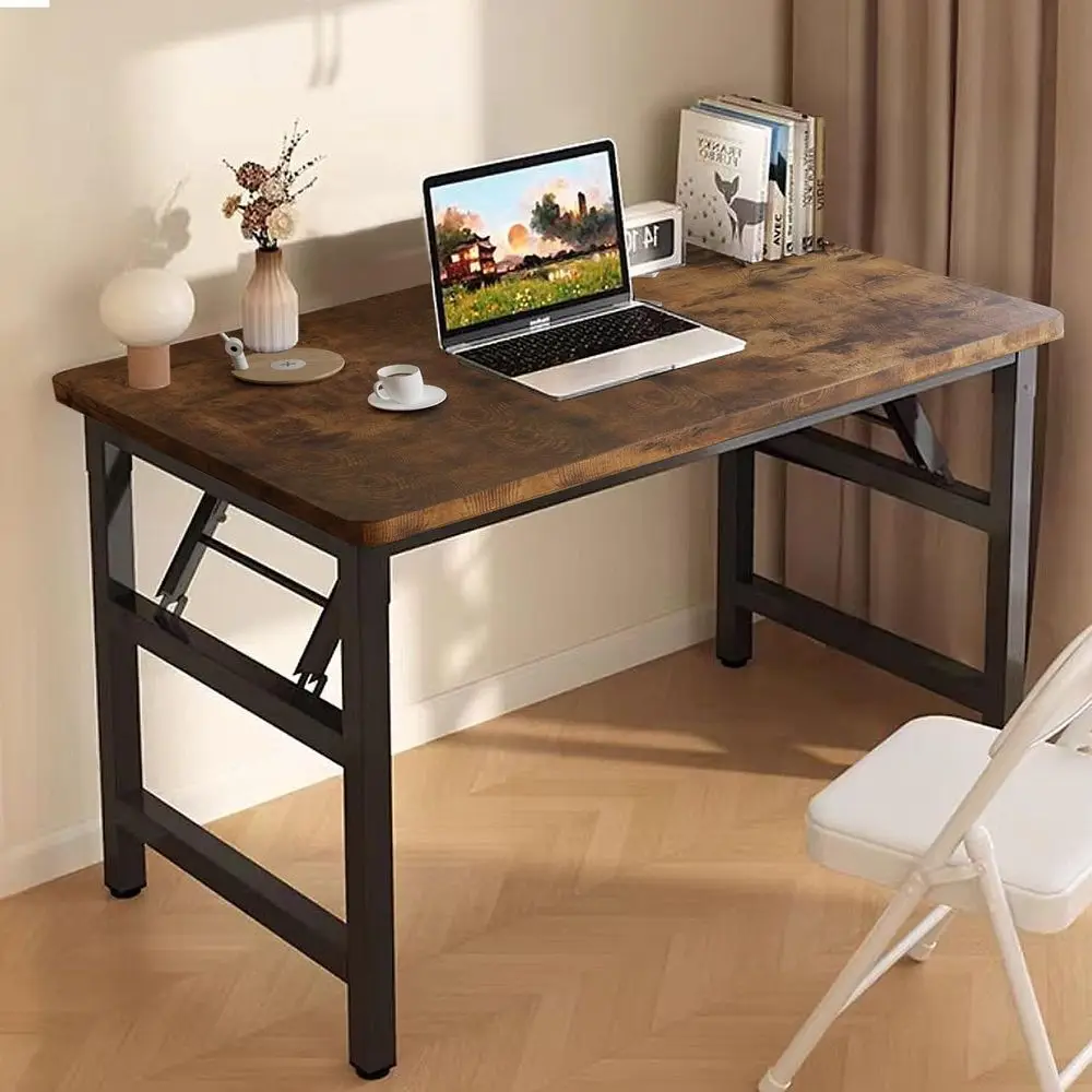 

47.2 Inch Foldable Desks for Small Spaces, No Assembly, Small Table or Bedroom, Rustic Brown.