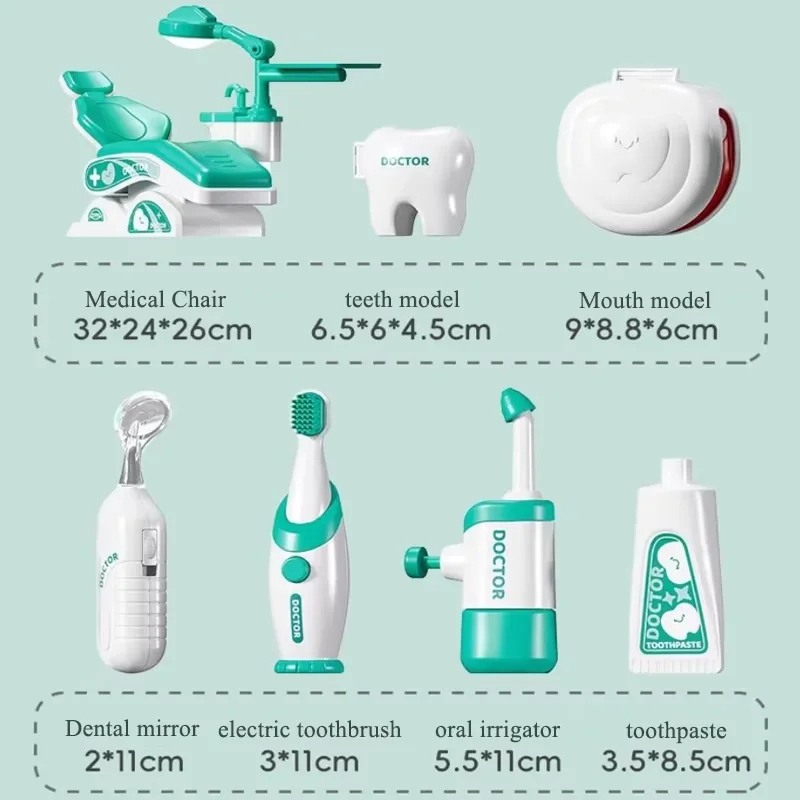 Crianças kit de jogo médico brinquedo médico conjunto dental hospital role play presente dentista jogo acessórios simulado ferramenta médica para crianças