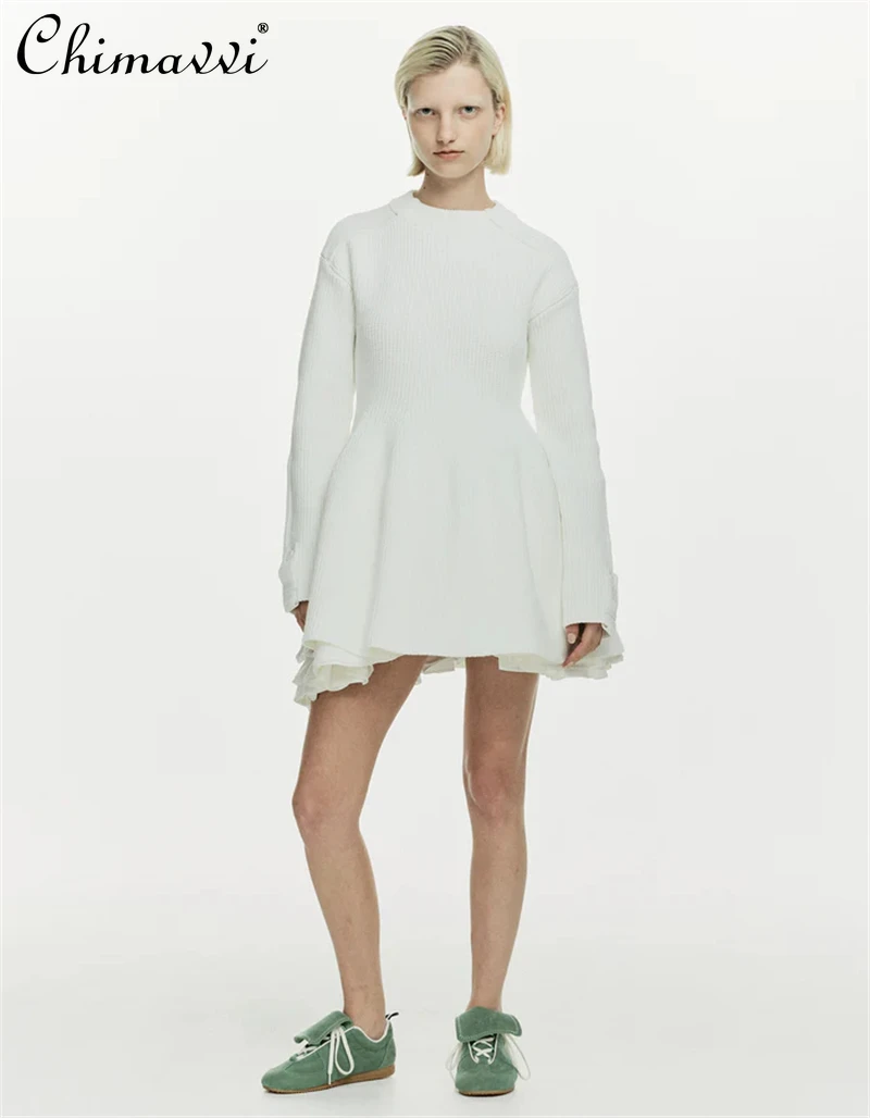 

Japanese Sweet Knitted Dresses Autumn New Girls Women's Slim Fit Elegant Fashion Long Sleeve Pullover Elegannt Mini Dresses