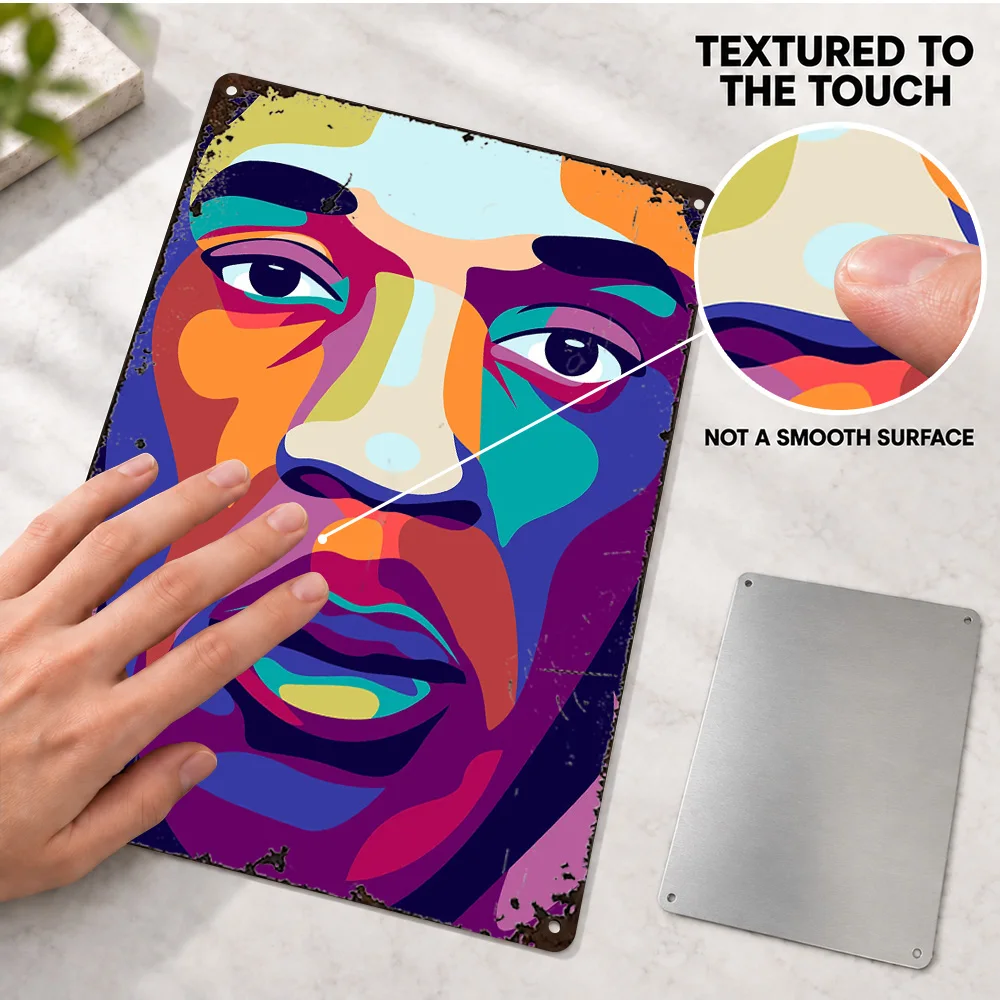 Usain Bolt Sprinter Printed Poster Customized Aluminum Metal Sign Multicolor Face Blocks Illustration Wall Art For Training Room