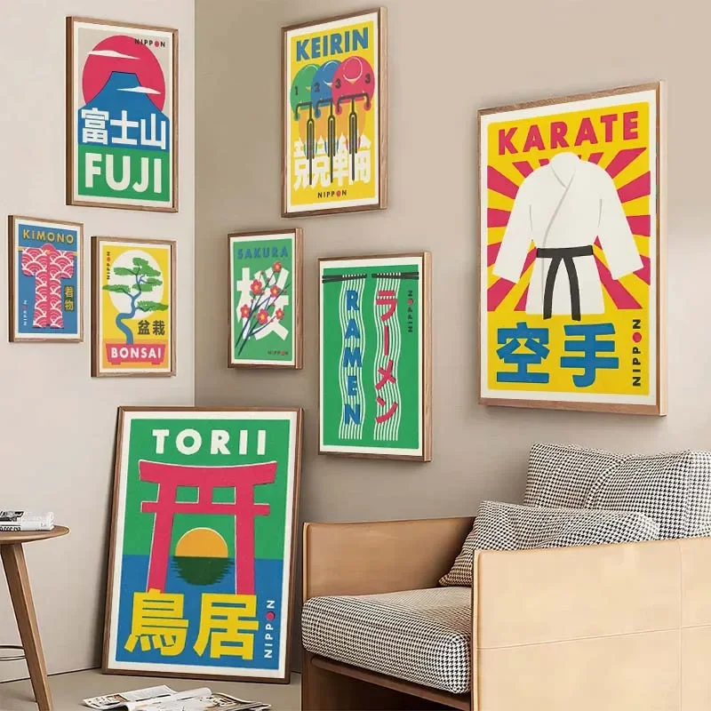 Japanese Art Ramen Sake Sumo Bonsai Matchbox Label Poster Canvas Painting Abstract Wall Picture Living Room Home Decoration